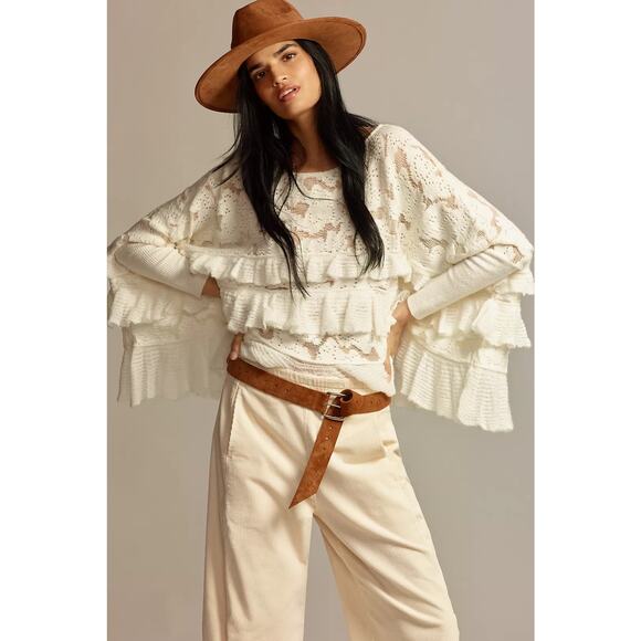 Anthropologie Oversized Ruffle Sweater - Picture 1 of 7